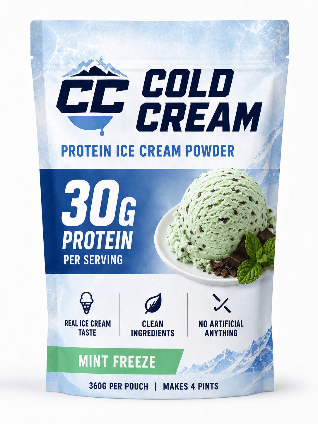 Cold Cream protein ice cream powder pouch.
